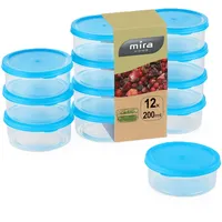 MiraHome Gefrierdosen Set 12x0,2L Durchsichtig Blau – Perfekt in der Küche zur Aufbewahrung & Organisation für Lebensmittel – Vorratsdosen mit Deckel Luftdicht – Austrian Quality
