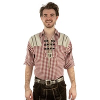 OS-Trachten Trachtenhemd Kluncu Herren Langarmhemd mit Liegekragen und Schnürung am Ausschnitt lila 41/42
