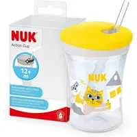NUK Action Cup Trinklerntasse mit Trinkhalm gelb, 230ml (10255601)
