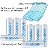 Panasonic 8er Pack Panasonic eneloop Standard Akkus Mignon AA Akku Batterien mit blauer Akkubox