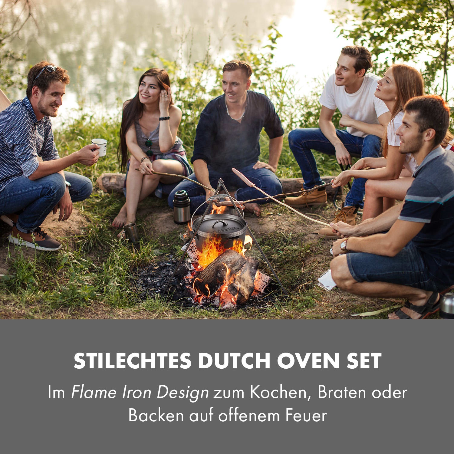 Hotrod Masterplan Dutch Oven Set 7-teilig BBQ Topfset Gusseisen