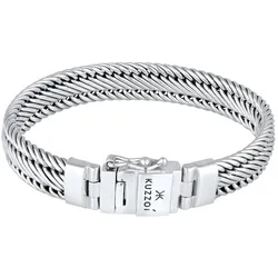KUZZOI Herren Gliederarmband Geflochten 925 Silber Armbänder & Armreife   