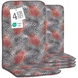 Beo Hochlehner Gartenstuhlauflage Bali - 4er Set - 114 x 47 cm - Gartenstuhlkissen Outdoor - Waschbar, UV-beständig, Atmungsaktiv & Oeko-TEX Zertifiziert - Baumwolle & Extra Dickes Polster - Engels