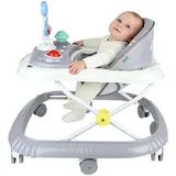 Lauflernhilfe Lernspiele ab 6 Monaten, max. 15 kgLauflernhilfe für Jungen und Mädchen,Baby Gehfrei Lauflernwagen mit Spielcenter,Geräuscharm, Anti-Rollover, (D) 67 x 72 x 92 cm – Grau