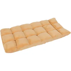 Mendler Bodensessel HWC-N43, Relaxsessel Bodenkissen Klappsessel 6 Relaxpositionen, stabiles Gestell Samt ~ hellbraun