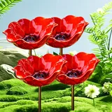 2026 Neu Metall Blumen Gartenstecker Vogeltränke, Vogeltränke Blumenstecker, Trinkschale Vögel, Handmade Metal Flower Garden Stake for Garden, Wassertränke Für Vögel, Bienens (4PC-B)