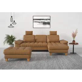 sit&more Ecksofa SIT & MORE "Westham L-Form", braun (cognac), B:275cm H:88cm T:172cm, 100% Polyester, Sofas, Ecksofa, mit Recamiere, mit oder ohne Bettfunktion, Bettkasten, Füße Eiche