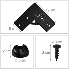 Relaxdays Hairpin Legs, 4er Set, 3 Streben, Metall, Haarnadel Tischbein für Hocker, Tisch & Schrank, 30 cm hoch, schwarz