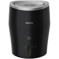 Luftbefeuchter PHILIPS "HU4814/10 2000 Serie", schwarz (schwarz, silberfarben), B:24,9cm H:33,9cm T:24,9cm, Luftbefeuchter, Geschenkartikel, für 40 m2 Räume, mit NanoCloud-Technologie