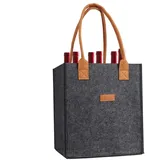 Celuicion Flaschenträger 6 Fächer Flaschentasche, Filz Flaschen Tasche Wiederverwendbar Männerhandtasche für Bierflaschen Weinflasche Getränketasche