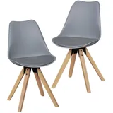 Mid.you Stuhl-Set, Grau, Holz, Kunststoff, Textil, Kautschukholz, massiv, konisch, 48x89x48 cm, Esszimmer, Stühle, Esszimmerstühle, Esszimmerstühle-Set
