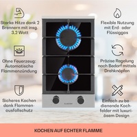 Alchemist Domino Gaskochfeld 2-flammig Aluminium-Brenner Glaskeramik