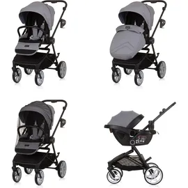 Chipolino 3 in 1 Kombikinderwagen Linea, Sportsitz, i-Size Babyschale, Babywanne grau