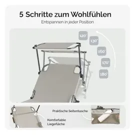 CASARIA Sonnenliege 2er-Set klappbar 200 x 60 x 80 cm Creme