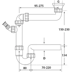 Haas IKEA® Spülen-Ablaufadapter 11⁄2" mit Raumsparsiphon DN50