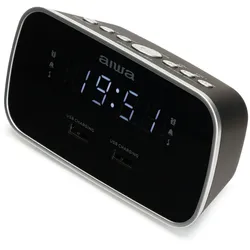 Aiwa CRU-19BK Schwarz Radiowecker LED-Display USB Ladefunktion Dimmer