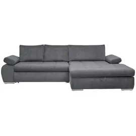 CARRYHOME Ecksofa, Grau, Uni, 4-Sitzer, Füllung: Schaumstoff, Ottomane rechts, L-Form, 294x173 cm, Stoffauswahl, seitenverkehrt erhältlich, Schlafen auf Sitzhöhe, Rücken echt, Wohnzimmer, Sofas - Couches, Wohnlandschaften, Ecksofas