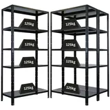 PROREGAL Mega Deal 3X Schwerlastregal Ares| HxBxT 180x90x40cm Fachlast 125 kg Schwarz, Stahl, Metallregal, Küchenregal Metallböden, Kellerregal, Steckregal, Garagenregal, Lagerregal