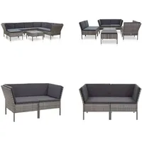 vidaXL 8 tlg. Garten Lounge Set mit Auflagen Poly Rattan Grau - Garten-Lounge-Set - Garten-Lounge-Sets - Gartensofa - Gartensofas - Grau