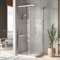 Eckdusche mit Falttür und Schiebetür S300 mit Sichtschutz- Glas 6mm Falttür 75 cm Schiebetür Falttür 75 cm