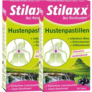 Stilaxx Hustenpastillen 2x 28 Pastillen - bei Reizhusten - reizlindernde Wirkung - für Kinder ab 4 Jahren - mit Cassis-Geschmack