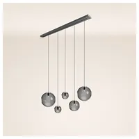 S.luce Pendelleuchte Orb Esstisch-Hängeleuchte 5-flammig 160cm Rauch