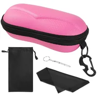 MoKo Eva Brillenetui, Universal Halbhart Brillen Case mit Metallhaken Mini Schraubendreher Tragbare Kratzfeste Brillenorganizer Brillenaufbewahrung für Sonnenbrillen Lesebrille, Rosa - 16.7x7.2x6.2cm