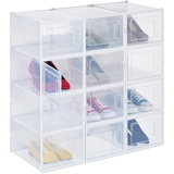 NUKied Schuhboxen Stapelbar Transparent, 3er Set Schuhkarton mit Tür,  Sneaker Box für Herren- und Damenschuhe Schuhaufbewahrungsbox