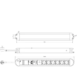 BACHMANN PRIMO Steckdosenleiste 6x Schutzkontakt Aluminium Gerätevollschutz, 1,75 m