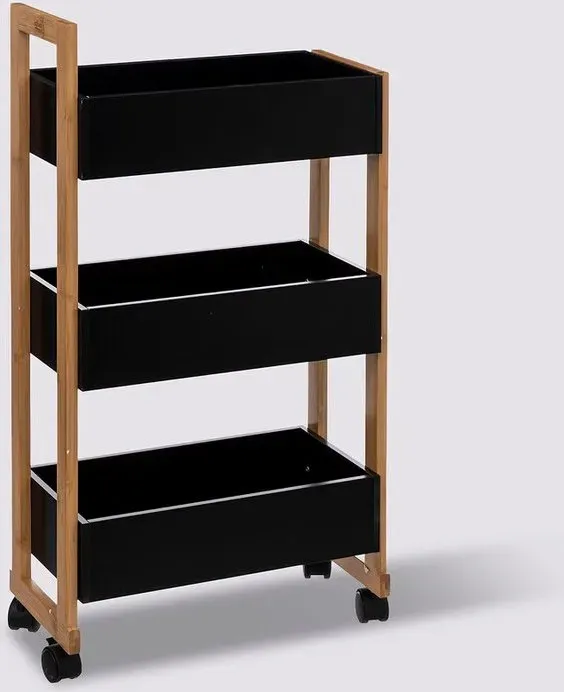 Schwarzer 3-stufiger Trolley auf Rollen