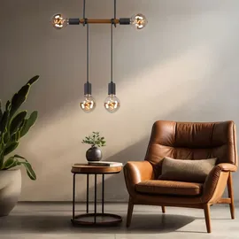 GLOBO Hängeleuchte 4-flg. 39 cm Holz Metall schwarz braun