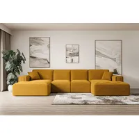 ALTDECOR Ecksofa in U-Form Corner Sofa Bett Eckcouch Couch L-Form Wohnlandschaft Cauchsofa SIERRA-U - 344x165x73 cm Senfgelb - Gelb