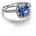 Pandora Silberring Ring Funkelnder Eckiger Blauer Strahlenkranz Silber Gr 52