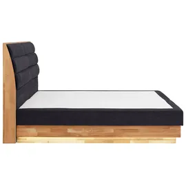 OTTO home Boxspringbett OTTO HOME "JENNA in verschiedenen Farben und Breiten erhältlich", schwarz (carbone), B:164cm L:216cm, Komplettbetten, Boxspringbett, LED-Beleuchtung, mit zertifizierten, recycelten Bezugsstoffen