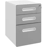 Vinsetto Rollcontainer, mobiler Aktenschrank mit 3 Schubladen, abschließbarer Büroschrank mit Hängeregistratur, Aufbewahrung, Stahl, 39 x 48 x 59 cm Hellgrau