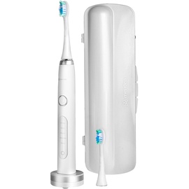 Meriden Elektrische Schallzahnbürste Sonic+ Professional Ultraschall-Zahnbürste mit 2 Zahnbürstenköpfen Reise-Etui 5 Modi Induktionsladestation weiß