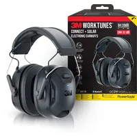 3M WorkTunes Connect & Solar Gehörschutz mit Bluetooth Technology Kopfbügel, schwarz, 94-110 dB, SNR 33 dB, 90573E-1