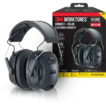 3M WorkTunes Connect & Solar Gehörschutz mit Bluetooth Technology Kopfbügel, schwarz, 94-110 dB, SNR 33 dB, 90573E-1