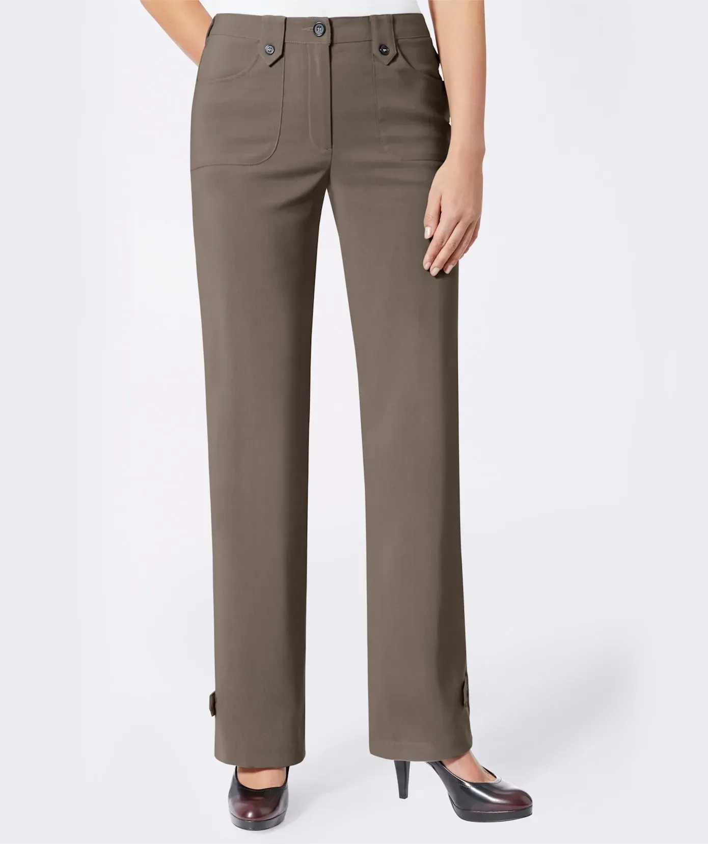 Webhose LADY, Damen, Gr. 52, Normalgrößen, grau (taupe), 83% Polyester, 13% Viskose, 4% Elasthan, unifarben, lang, Hosen