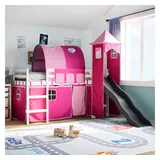 vidaXL Kinderhochbett mit Turm Rosa 90x200 cm Massivholz Kiefer