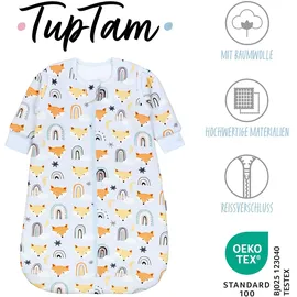 TupTam Baby Schlafsack 2,5 TOG – Ganzjahr, abnehmbare Ärmel, Farbe: fuchs regenbogen umstülpbarer fuß, Kinder Größe: 80-86 - 80-86