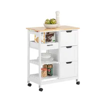 SoBuy Küchenwagen mit Rollen, Weiß 68x85x38cm, bis 50kg