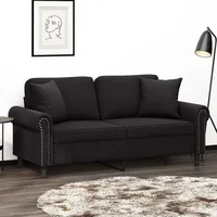 CLORIS 2-Sitzer-Sofa mit Zierkissen Schwarz 140 cm Samt - Ecksofas LL0000255165 - Schwarz