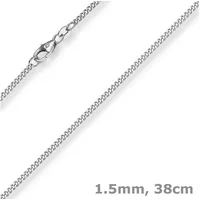 Schmuck Krone Goldkette 1,5mm Panzerkette Collier 585 Gold Weißgold 38cm, Gold 585 silberfarben