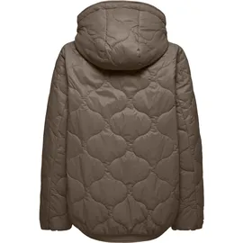 Only Steppjacke ONLY "ONLMIKI HOOD QUILT JACKET CC OTW", Damen, Gr. XS, walnut detail:oxford tan, Steppware, Obermaterial: 100% Nylon, unifarben, Po-bedeckend, Jacken Steppjacke, mit seitlichem Kordelzug am Saum
