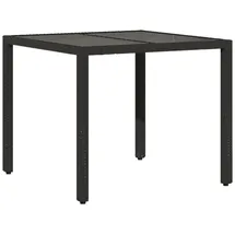 vidaXL Gartentisch mit Glasplatte Schwarz 90x90x75 cm Poly Rattan