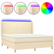 vidaXL Boxspringbett mit Matratze & LED Creme 160x200 cm Stoff