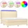 vidaXL Boxspringbett mit Matratze & LED Creme 160x200 cm Stoff