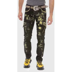 Straight-Jeans CIPO & BAXX "Jeans", Herren, Gr. 32, Länge 32, gelb, 98% Baumwolle;2% Elasthan, unifarben, casual, figurumspielend lang, Jeans, in Straight-Fit