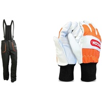 Oregon Yukon Kettensägen-Schnittschutzhose - Typ A Schutz (XL) & Schnittschutzhandschuhe aus Leder mit Schutz in der linken Hand – L/10 (91305L)